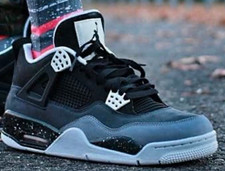 Jordan Air Jordan 4 Retro Fear Men’s Mid Top Lace-Up Sneakers Black/Gray picture