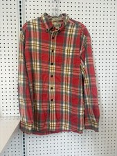 L.L. Bean Mens Traditional Fit Red Plaid Button-Down Shirt Size L Regular 100% C picture
