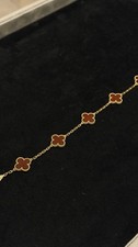 Van Cleef & Arpels Vintage Alhambra Bracelet 5 Motifs, 18k Yellow Gold Carnelian picture