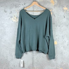 Aeropostale Wear 2 Ways Cozy Waffle T Shirt Womens Medium Green Dropped Shoulder picture