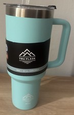 Tru Flask 40oz Explorer Hot Cold Beverage Tumbler Handle wStraw (Mint)  picture
