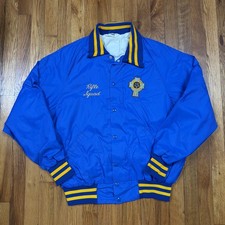 VTG 80s Don Alleson Satin Jacket Mens L Blue Catholic War Veterans Rifle Squad picture