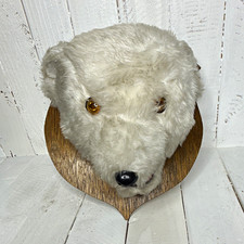 Vintage 1960s Rushton Wall Plaque Faux Taxidermy Polar Bear Head Wall Mount picture