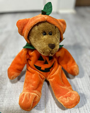 Vintage 1998 Halloween pumpkin teddy bear plush made by G.A picture