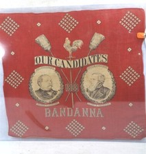 antique political Republican 1888 Cleveland Thurman  historic bandanna original picture