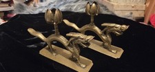 Vintage Chinese Brass Dragon Lotus Flower Candlestick Holders Authentic  picture