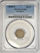 1838-O SEATED HALF DIME (NO STARS) ~ PCGS AG03 ~ NICE SOLID PROBLEM FREE COIN picture