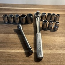 Vtg Craftsman =V= 14 Pc 1/2” Drive Socket Wrench Set 7/16