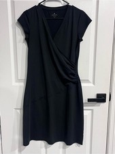 Athleta Black Wrap Front Ruched Stretch Dress Women’s Size Small picture