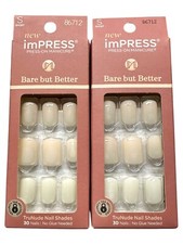 2x Kiss Impress Press-On Manicure Nails - Bare But Better - All Natural IMB01 picture