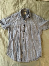 J Crew Irish Linen Baird Mcnutt Men’S Classic Fit Blue Striped Button Up Shirt S picture