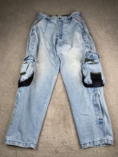 Vintage Kikai Machine Cargo Jeans Mens 32x30 Blue Relaxed Fit Denim Skate Y2K picture