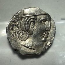 WORLD COIN BLOWOUT: Ancient Silver Drachm Sakas Western India? COBM-9929 picture