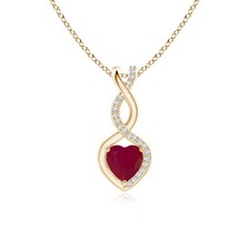 ANGARA 0.89Ctw Natural Ruby Infinity Heart Pendant Necklace in 14K Yellow Gold picture