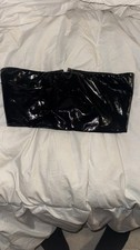 Women’s I AM GIA top, Size XS, back zipper. Pre owned. Faux leather bandeau top picture