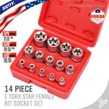 14 pc Torx Star Bit Female E Socket Set Automotive Shop Tools External E4-E24 picture