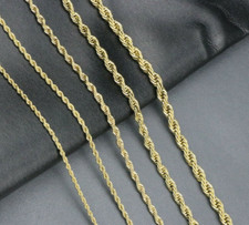 Twisted Rope Chain Stainless Steel Gold Plated Necklace Men Women picture