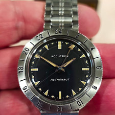 Bulova Accutron Astronaut Vintage 1960s Tuning Fork Black Dial 214 38mm Box picture