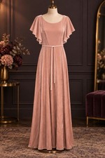 Marchesa Notte Bridesmaid Pink Dusty Rose Velour Velvet Wrap Maxi Dress NWT 6 picture