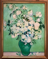 Vincent Van Gogh Painting Acrylic Roses 1890 Canvas Wall Art Framed 16”x21” picture