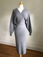STUNNING NWOT DEBUT Gray Soft Knit Fitted Sweater Dress SZ S picture