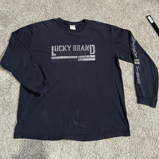 Vintage 90s Lucky Brand T Shirt Mens 2XL Navy Blue Civilian ReIssue Made in USA picture