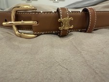 Authentic Celine Tan Leather And gold Belt In New Condition. Size 85 picture