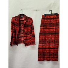 Carole Little Red Patterned Maxi Skirt picture