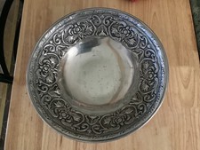 VTG Wilton Armetale Pewter Serving Salad Bowl William & Mary Pattern 12.5 W Tags picture