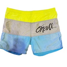 Vintage O'Neill Board Shorts Neon Colorblock Mens 38 Made in USA Retro Surf picture