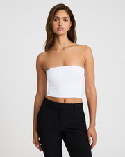 Express Body Contour High Compression Cropped Tube Top White L NWT picture