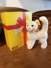 Vintage NOS Steiff Sulla Cat 2735/16 Cream Plush Button Ear Tags Germany picture