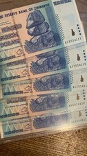 LOT OF 5, πΏπΌ ZIMBABWE 100 TRILLION DOLLAR NOTES, CIRCULATED πΏπΌ picture