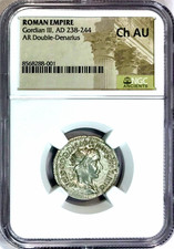 238-244 AD Gordian III Ancient Roman Silver Double Denarius NGC Choice AU PQ+++ picture