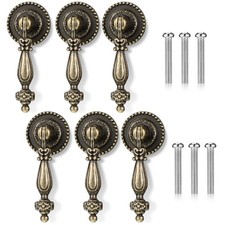 6PCS Antique Style Tear Drop Pulls, Zinc Alloy Cabinet Pull Handle Knobs Vintage picture