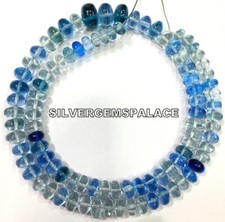 AAAA+Rare~Aquamarine Color Rondelle Beads Polished  Great Luster Gemstone Beads. picture