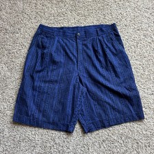 Vintage 90s GAP Shorts Mens Blue Black Geometric Striped Made USA Cotton picture