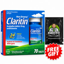 Claritin 24HR Non-Drowsy Loratadine Tablets 10mg 70 Count + Free Wipe EXP 06/27 picture