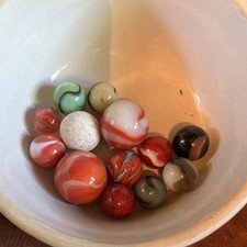 13 Vintage Marble Lot Mixed Swirls Slags Akro Peltier Style Assorted Old Marbles picture