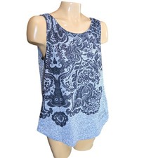 Desigual Womens Tank Top Gray Black  Large Paisley Print Studded Art To Wear picture