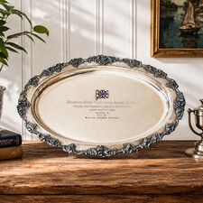 Amazing Large Antique Silverplate Regatta Trophy Presentation Tray Nautical picture
