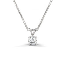 D VVS 0.75 Ct Round Lab Grown Diamond Pendant Necklace 14K White Gold picture