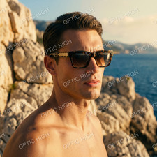 Bugatti Men's Sunglasses Brown Gold Square Frame Gradient Lenses Made in Japan picture