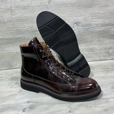 Marc Nolan Aiden Mahogany Patent Leather Lightweight Combat Boots Men's Size 16 picture