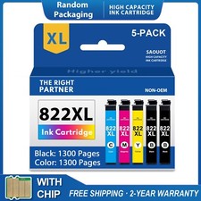 5PK 822XL T822XL Ink Cartridge For Epson WorkForce Pro WF-3820 WF-4820 WF-4833 picture