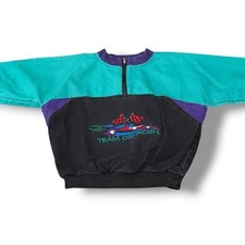 OshKosh Vintage Quarter Zip 4T Race car Sweatshirt Colorblock Racing 90s USA picture