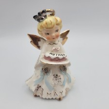 Vintage 1987 Lefton Mother May Birthday Angel Figurine Cake  picture