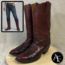 Lucchese Classics Ostrich Leg Cowboy Boots Black Cherry 9.5 D C2154 LN14 USA picture