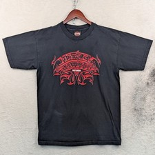 VTG Harley Davidson T-Shirt Men's L Black Tribal Rocklin California Biker Y2K picture