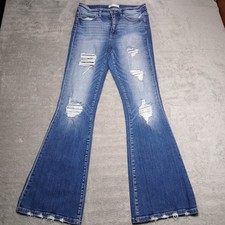 BKE Parker Womens 28x33.5 28x33 Blue Distressed High Rise Flare Jeans Western picture